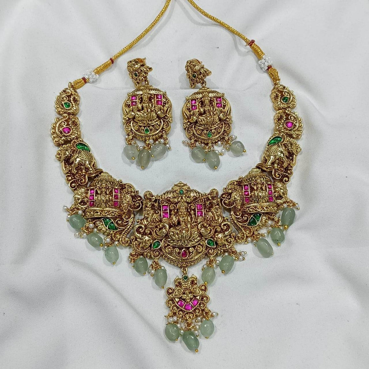 Nakshi work with Jadau Kundan & AD Stones Necklace