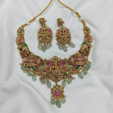 Nakshi work with Jadau Kundan & AD Stones Necklace - Nakshatra Jewels