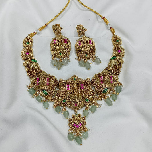 Nakshi work with Jadau Kundan & AD Stones Necklace