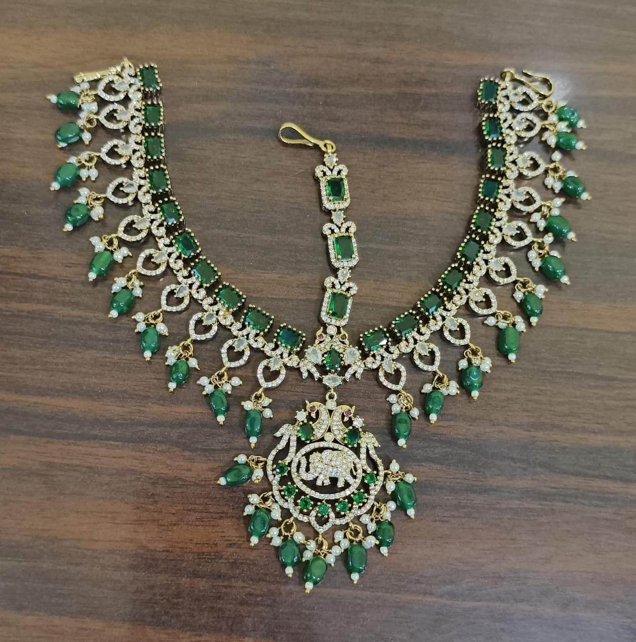 Victorian Polish AD Stones Headset - Nakshatra Jewels