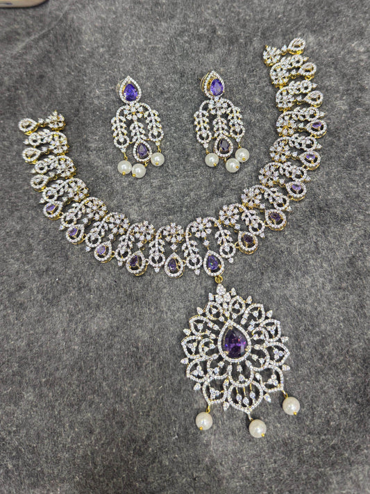 American Diamond Stones Bridal Neck set - Nakshatra Jewels