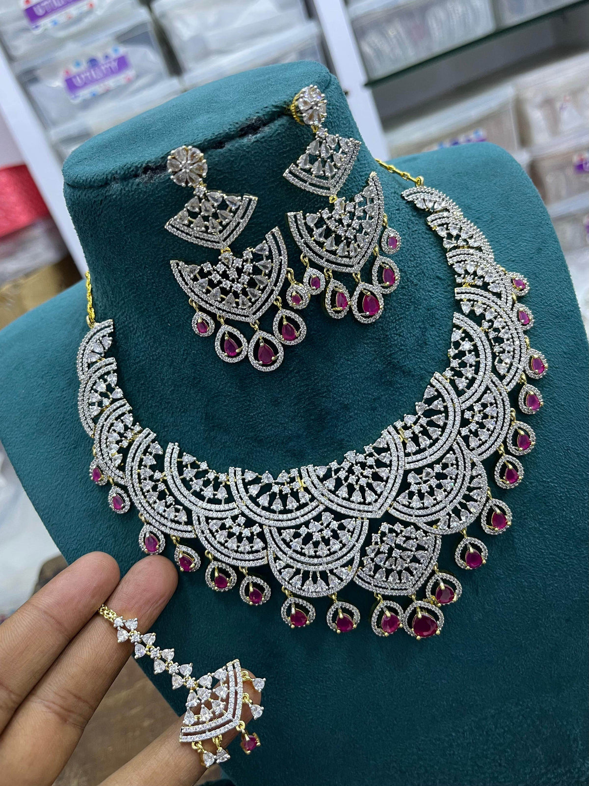 American Diamond Stones Bridal Necklace