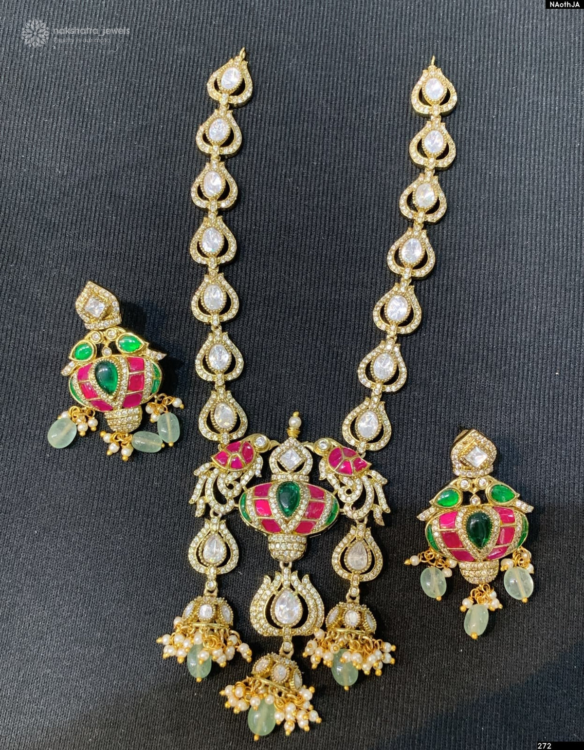 Mossianite & Kundan Stones Bridal Necklace