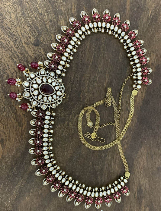Moissanite Stones Bridal Hip Chain - Nakshatra Jewels