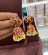 Premium Matt with Kempu Stones Earrings - Nakshatra Jewels