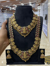 Nakshi work with Kempu Stones Bridal Combo Set