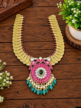Nakshi Work Kasu Haram with Kundan Stone Pendent
