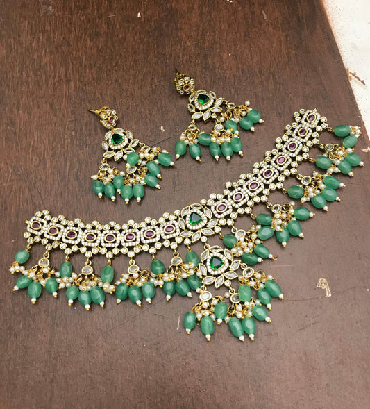 Victorian Polish AD Stones Choker - Nakshatra Jewels