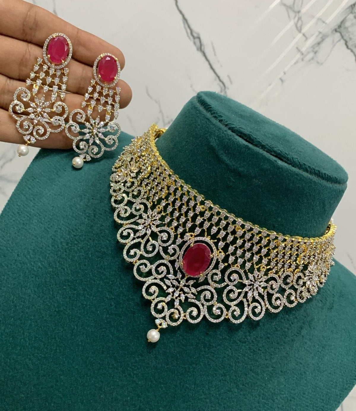 American Diamond Stones Choker