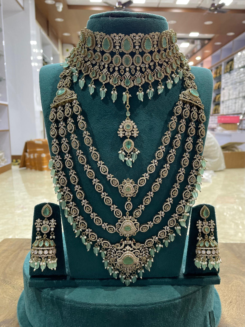 Victorian Polish with AD stones Bridal Set