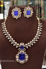 Moissanite Stones with AD Stones Bridal Necklace (Diamond Replica) - Nakshatra Jewels