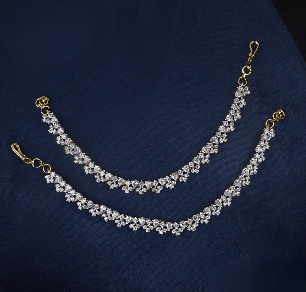 AD Stones Ear Chains - Nakshatra Jewels