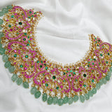 Jadau Kundan Stones Bridal Neck Set (Gold Replica) - Nakshatra Jewels