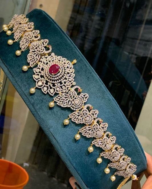 American Diamond Stones Bridal Hip Chain - Nakshatra Jewels