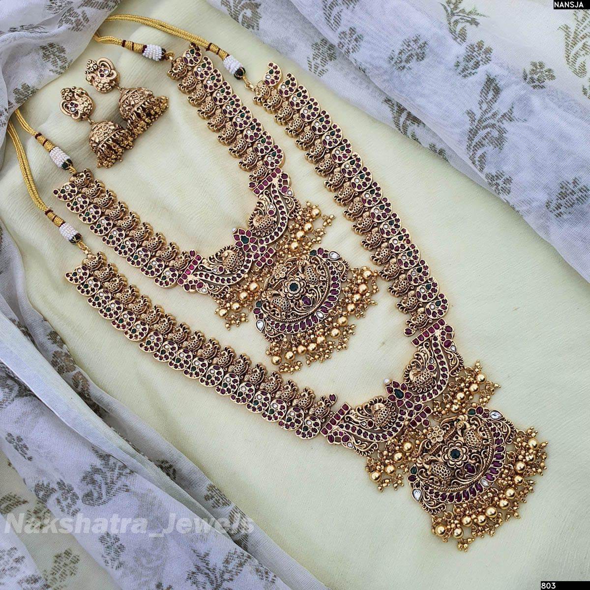 Nagasi Work with Kempu Stones Bridal Combo Set