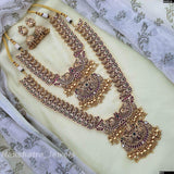 Nagasi Work with Kempu Stones Bridal Combo Set - Nakshatra Jewels