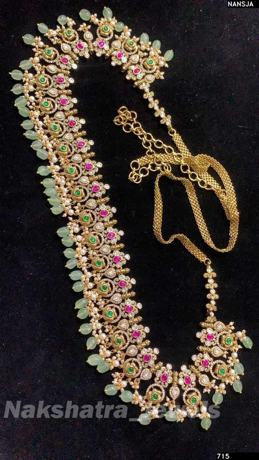 Victorian Polish with Jadau Kundan & AD Stones Bridal Hip Chain