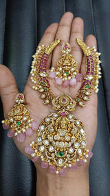 Premium Matt with Kempu Stones Kante Necklace - Nakshatra Jewels