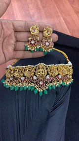 Premium Matt with Kempu Stones Bridal Choker - Nakshatra Jewels