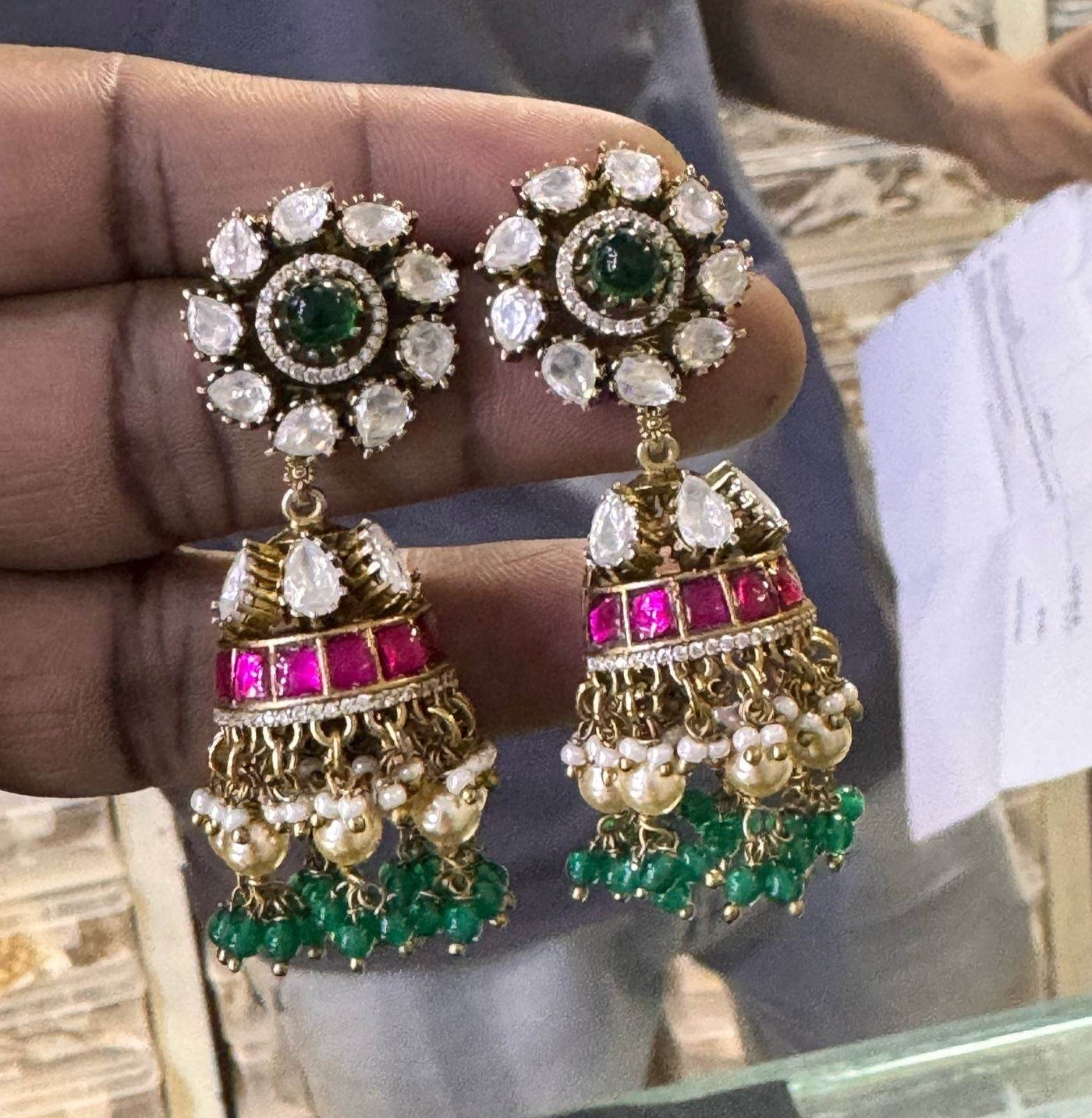 Premium Jaadu Kundan & Moissanite Stones Earrings