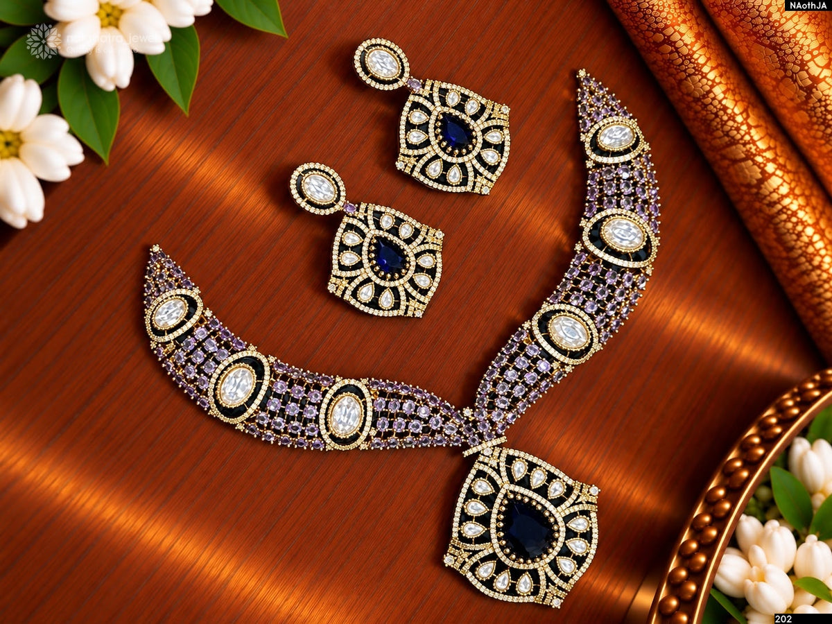 Victorian Polish with AD Stones Bridal Necklace
