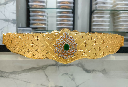 Premium Matt Finished Hipbelt with AD Stones Pendet - Nakshatra Jewels