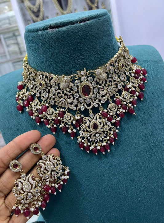 Victorian Polish with AD Stones Bridal Choker - Nakshatra Jewels
