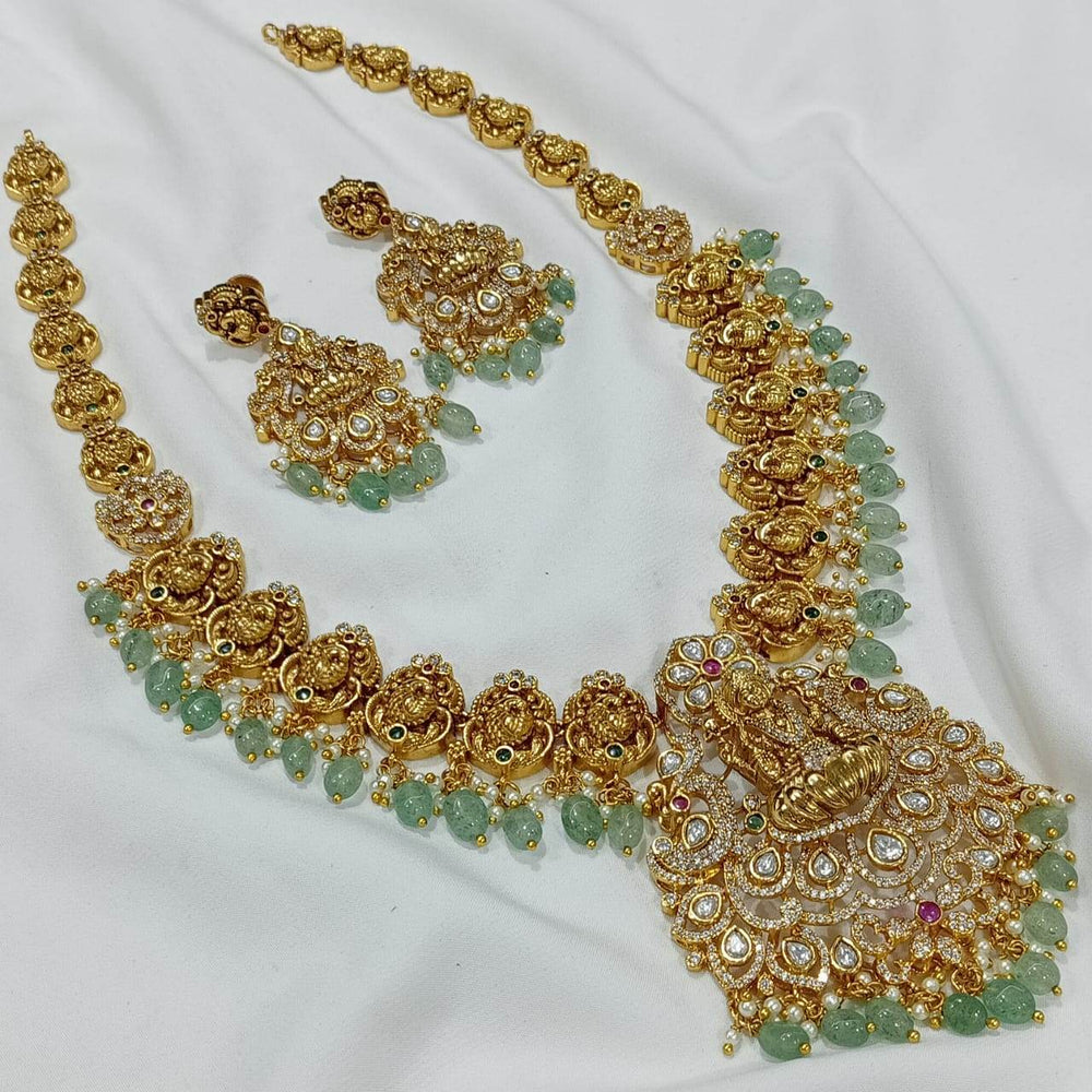 Nakshi Work with AD Stones Bridal Haram - Nakshatra Jewels