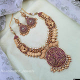 Nagasi work with Kempu Stones Bridal Necklace - Nakshatra Jewels