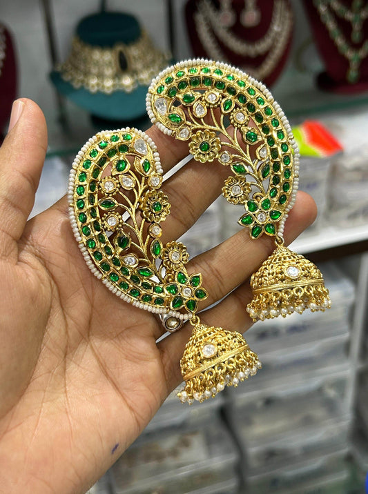 Kempu Stones Bridal Earcuffs - Nakshatra Jewels