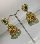 Nakshi Work with Coral Beads Earrings
