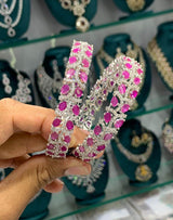AD Stone Bangles (Silver polish) - Nakshatra Jewels