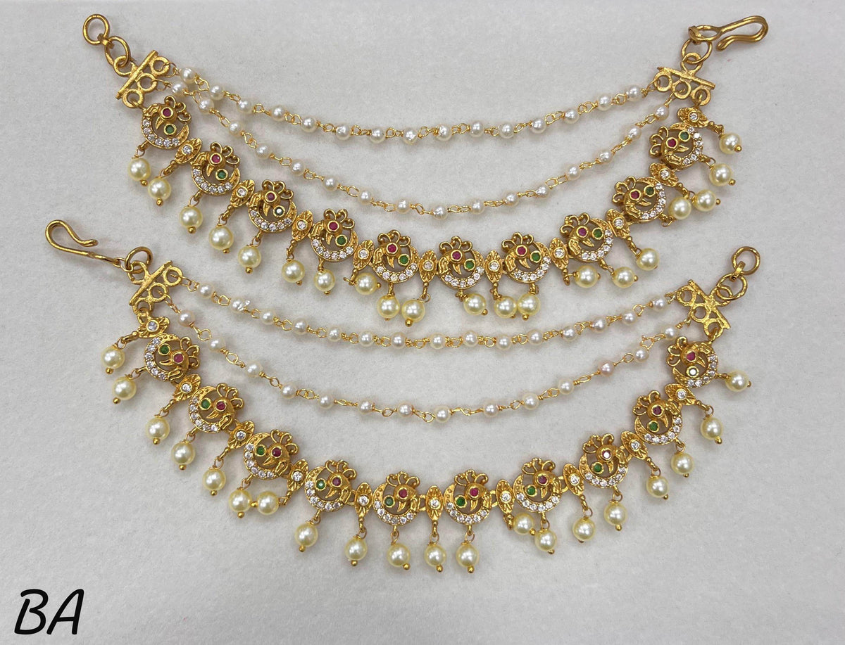 Premium Matt with Kempu Stones Ear Chains