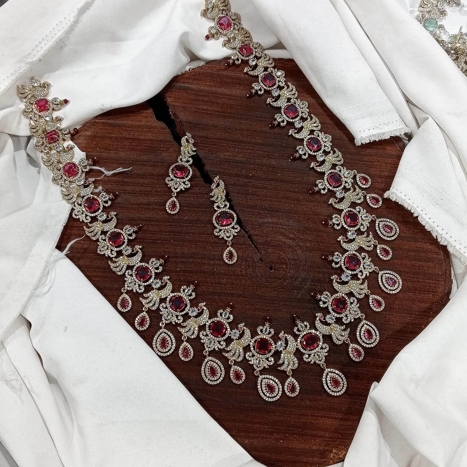 Victorian Polish with AD Stones Haram - Nakshatra Jewels