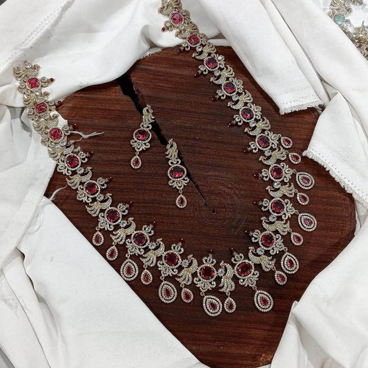 Victorian Polish with AD Stones Haram - Nakshatra Jewels