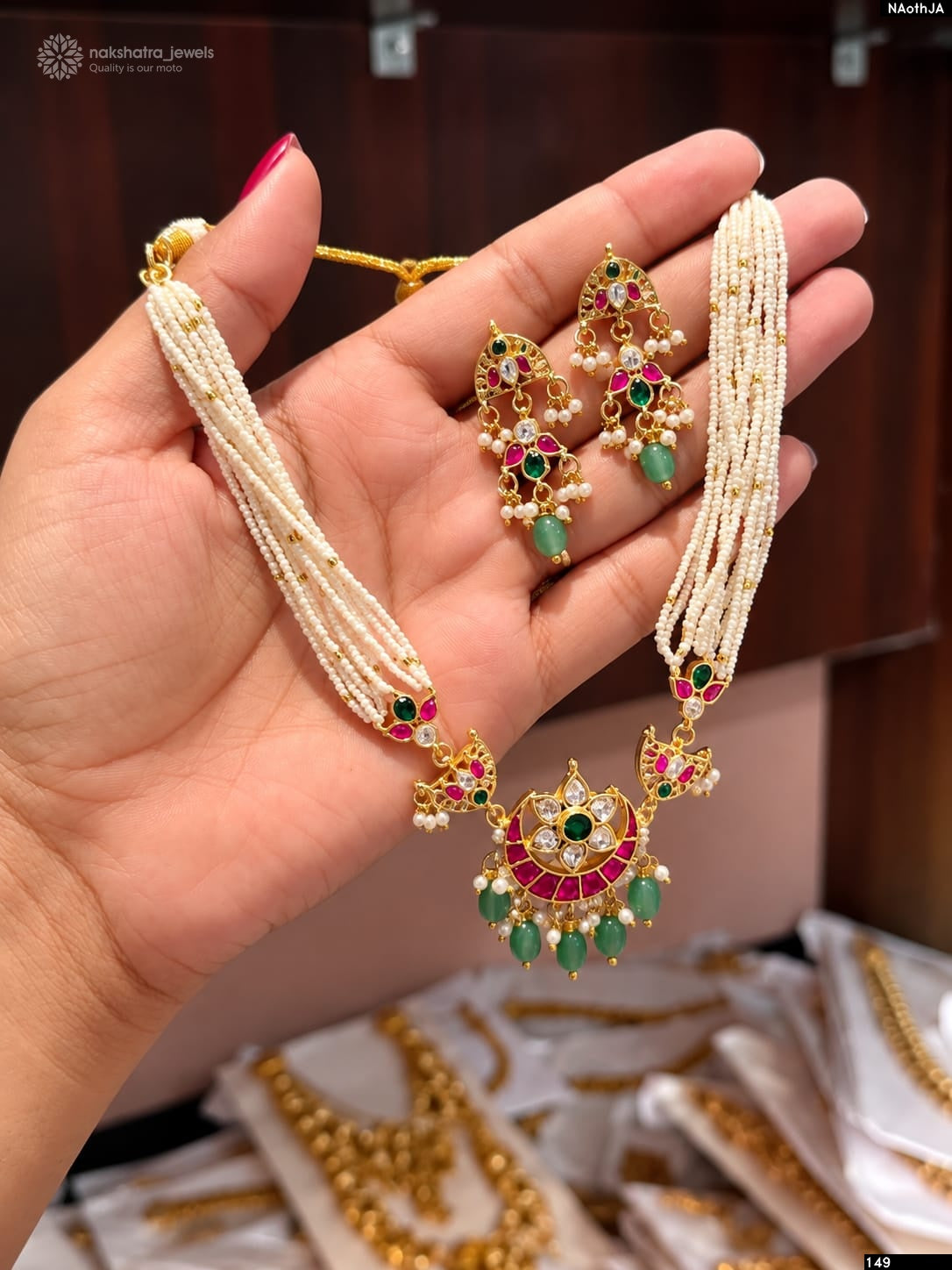 Kundan Stones with Beads Neck Set