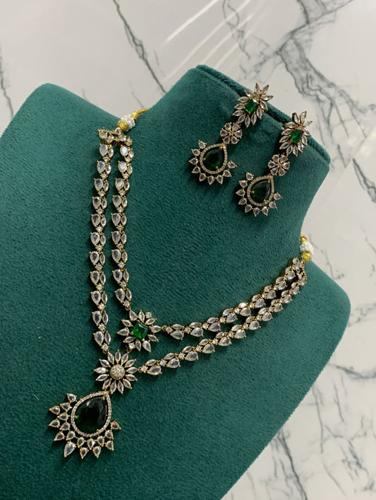 Victorian Polish AD Stones Layer Necklace