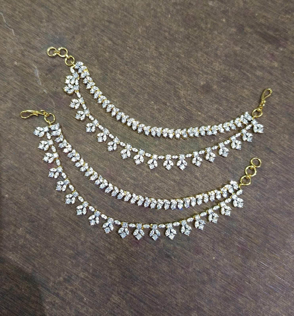 AD Stones Ear Chains - Nakshatra Jewels