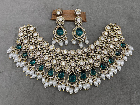 Victorian Polish with AD Stones Bridal Choker - Nakshatra Jewels