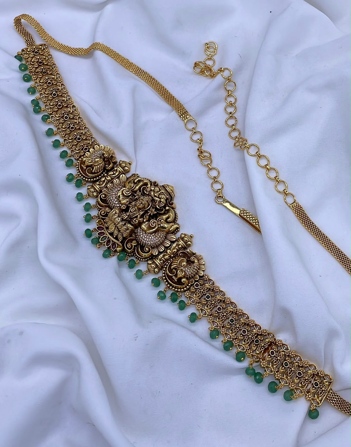 Nakshi Work with Kempu Stones Hip Chain