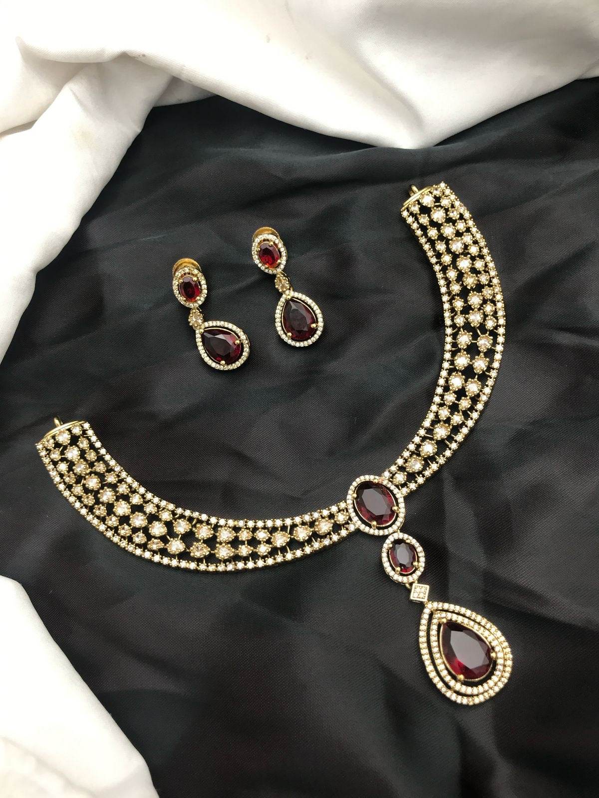 Victorian Polish AD Stones Necklace
