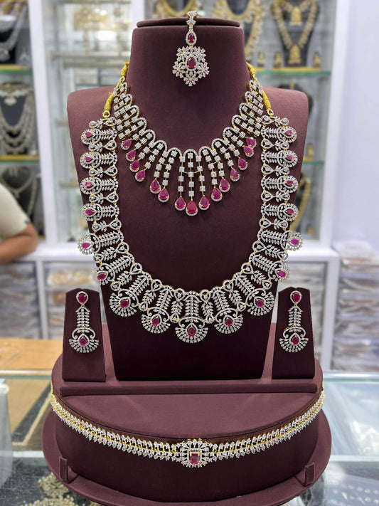 American Diamond Stones Bridal Combo Set - Nakshatra Jewels