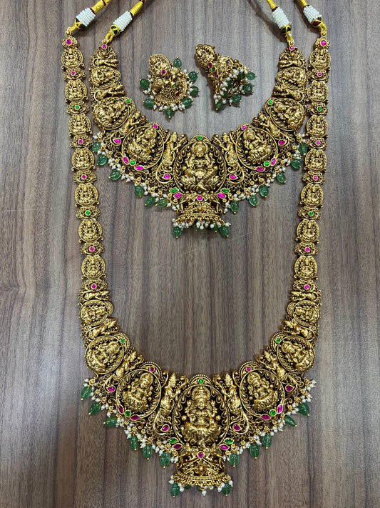 Nakshi work with Kundan Stones Bridal Combo Set