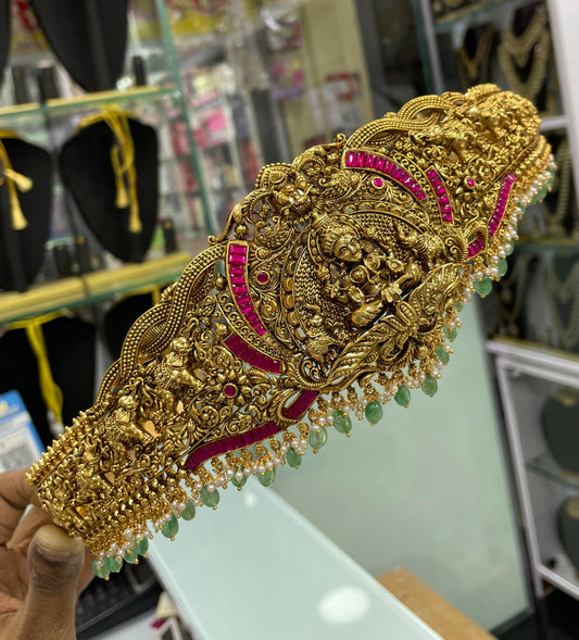 Nakshi work with Kundan Stones Bridal Hip Belt