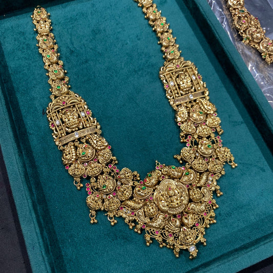 Nakshi work with Jaadu Kundan Stones Bridal Haram (Handmade)