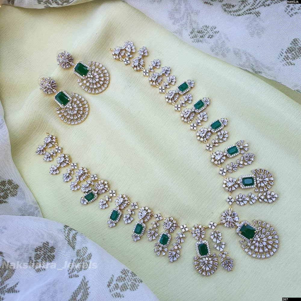American Diamond Stones Bridal Haram - Nakshatra Jewels