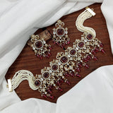 Victorian Polish with Moissanite Stones Choker - Nakshatra Jewels