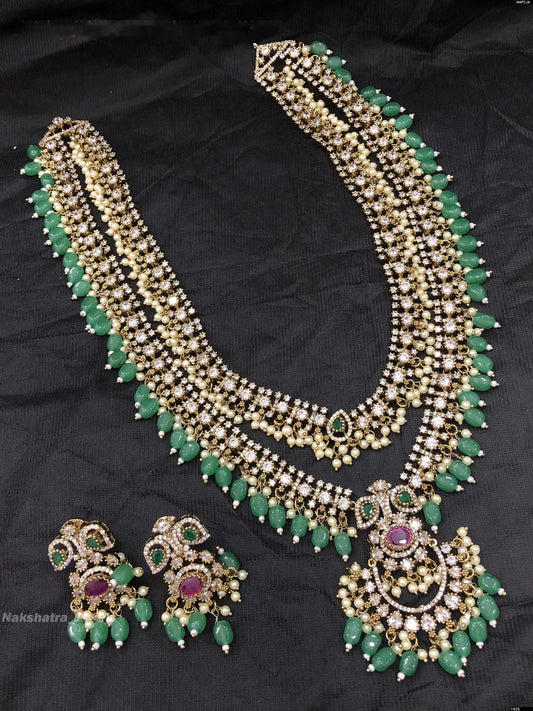 Victorian Polish AD Stones Bridal Layer Haram