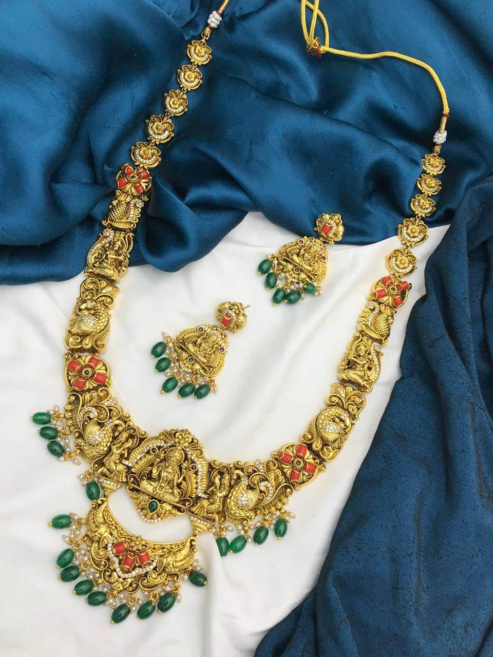 Nakshi Work with AD & Coral Beads Haram