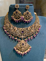 Victorian Polish with AD Stones Bridal Necklace - Nakshatra Jewels
